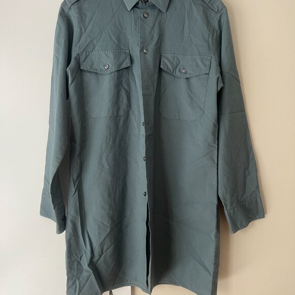 Vintage Lutteurs Long Military Workwear Shirt Size 40/62 Swiss Army Minimalist - Picture 3 of 12